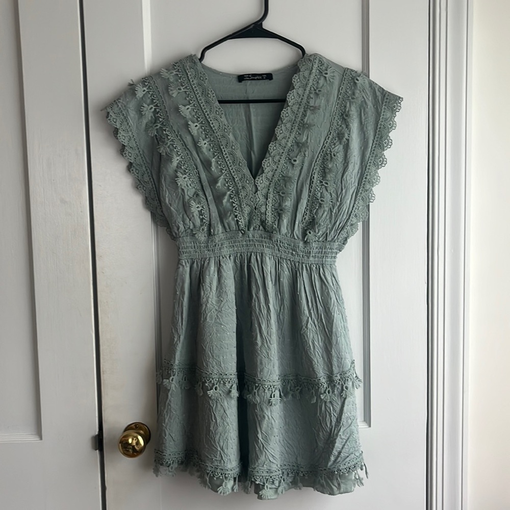 Teal Bohemian Mini Dress